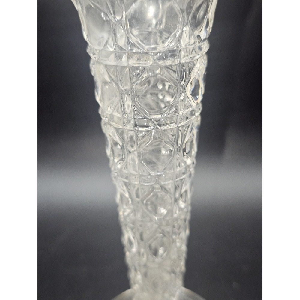 Footed Bud Vase 6 inch Indiana Glass Royal Brighton Pattern Crystal Cut Vintage - Picture 2 of 6